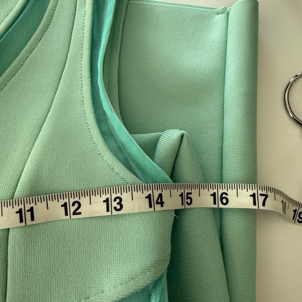 Weasel Wear Pinup Dress Water Cascading Bandage Aqua Mermaid Sheer Pencil XS - Picture 11 of 14